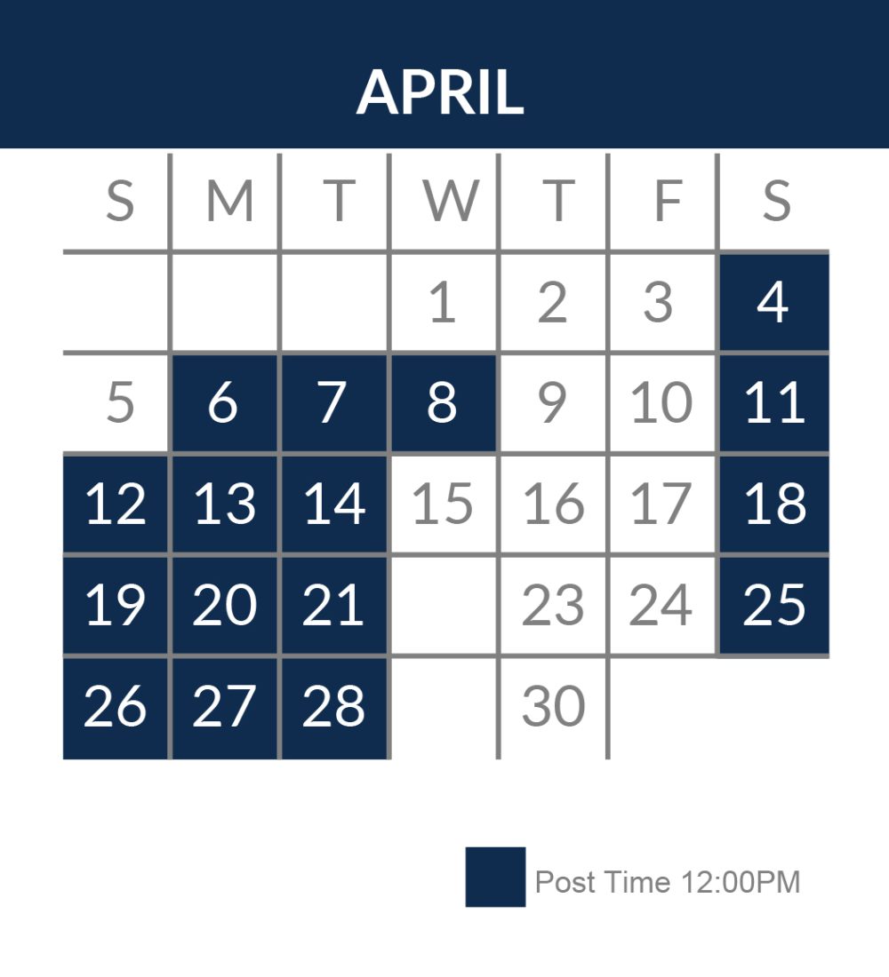 April Racing Calendar